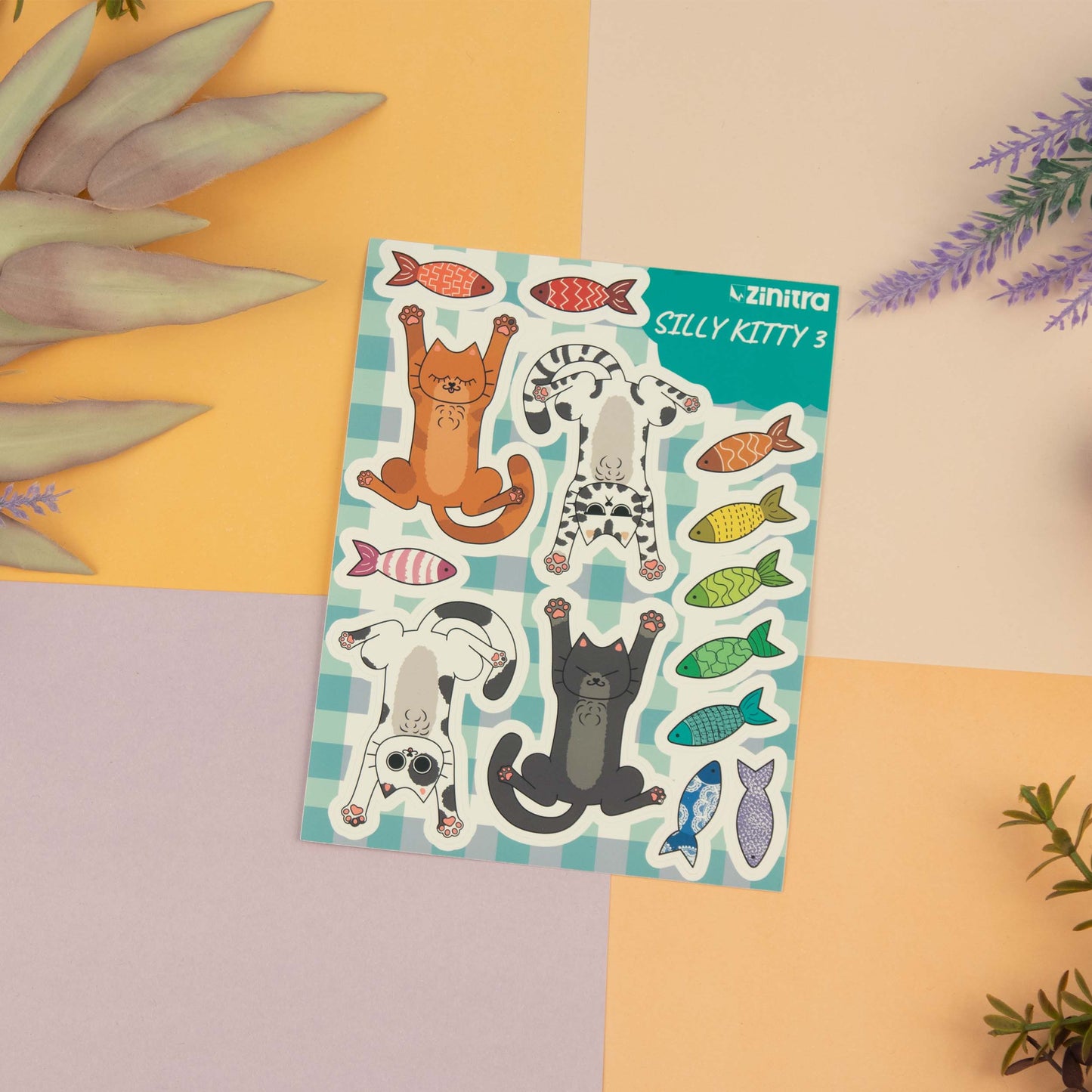 ''Kitty 3'' sticker sheet - Silly kitty #3