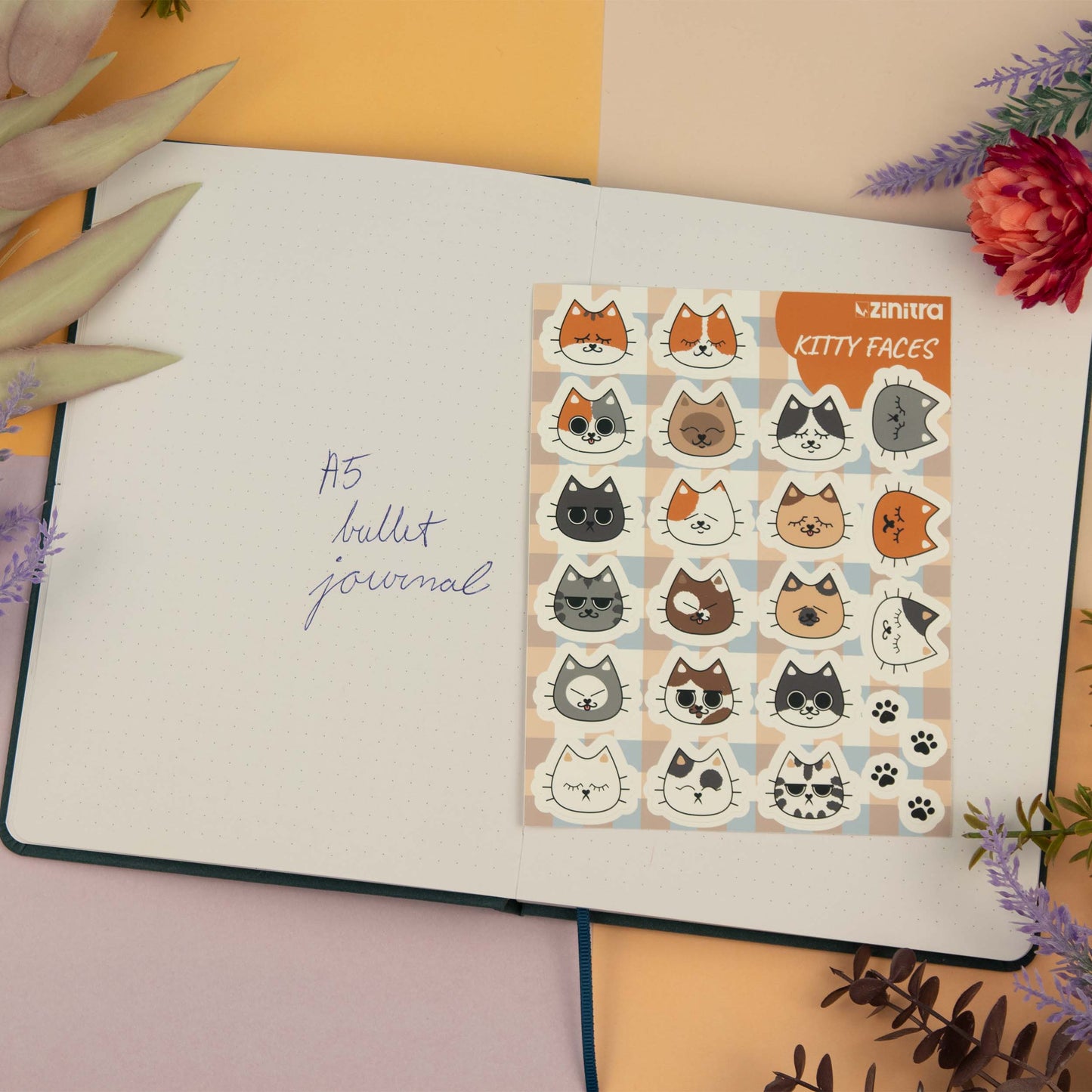 ''Kitty faces'' sticker sheet - Silly kitty faces