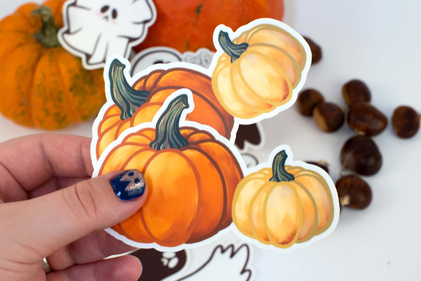 ''Twice the Charm: Orange & White Pumpkin'' sticker
