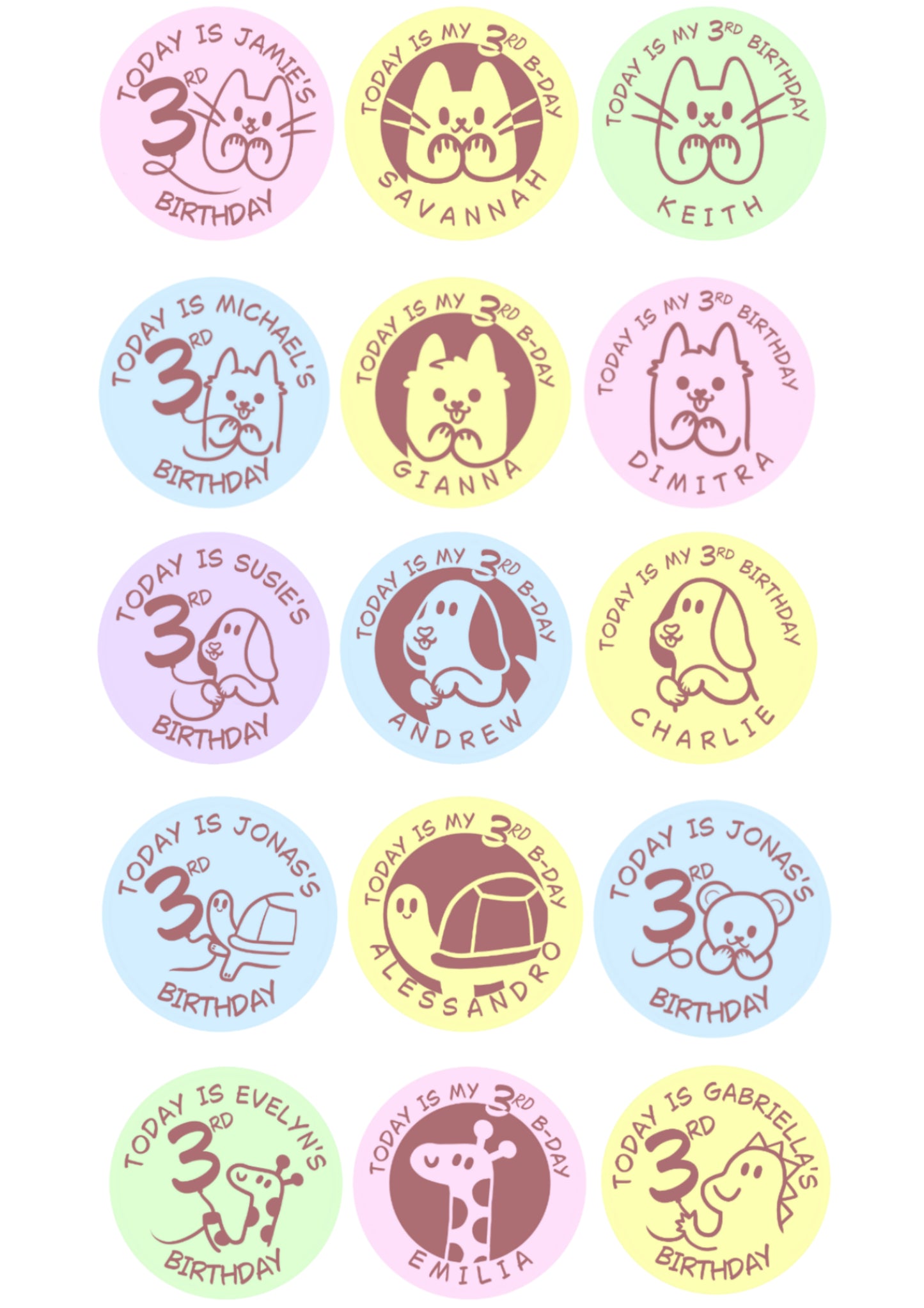 30 Stickers for Birthday Party - ENGLISH