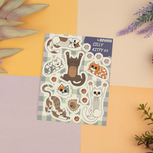 ''Kitty 1'' sticker sheet - Silly kitty #1