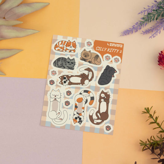 ''Kitty 2'' sticker sheet - Silly kitty #2