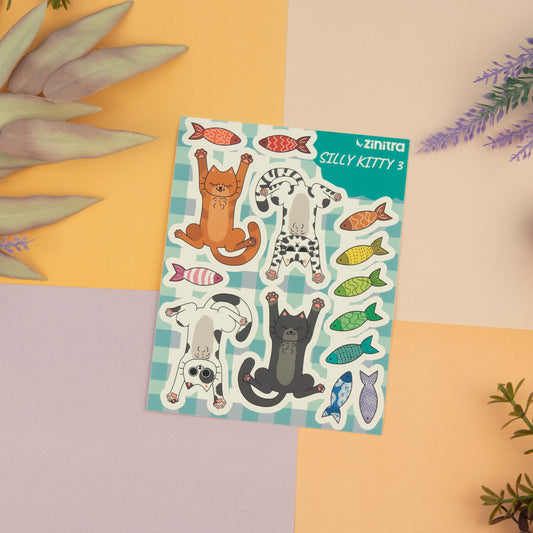 ''Kitty 3'' sticker sheet - Silly kitty #3