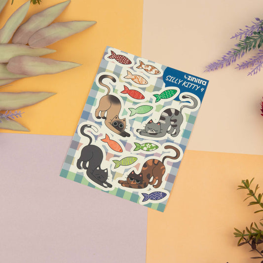 ''Kitty 4'' sticker sheet - Silly kitty #4