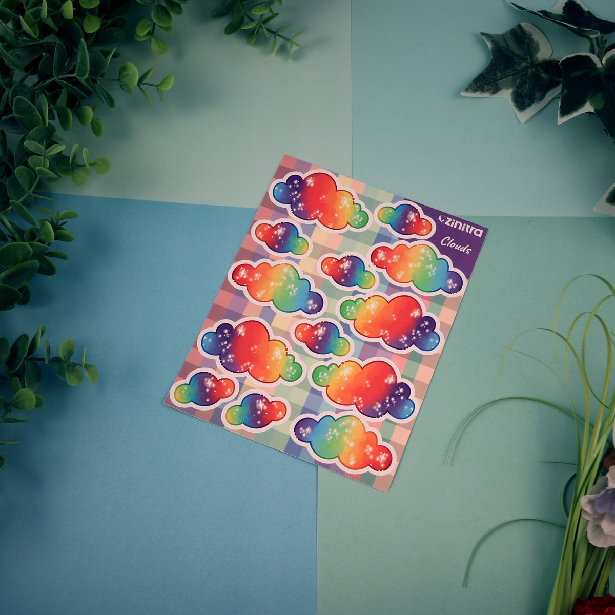''Rainbow Clouds'' Sticker Sheet