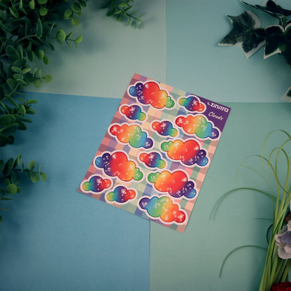''Rainbow Clouds'' Sticker Sheet