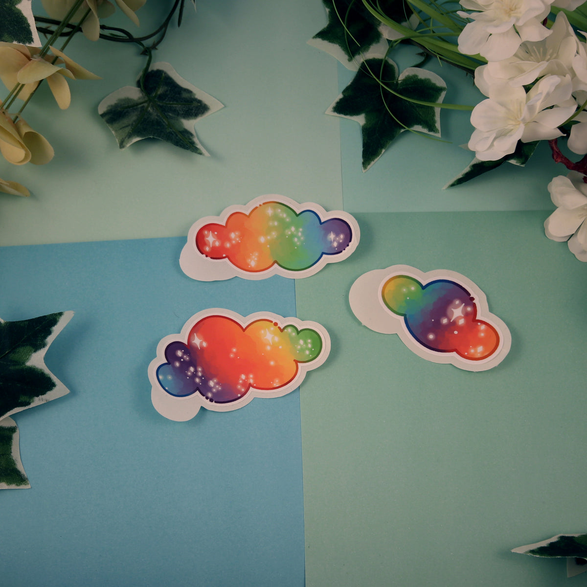 ''Rainbow Clouds'' Die Cut Stickers