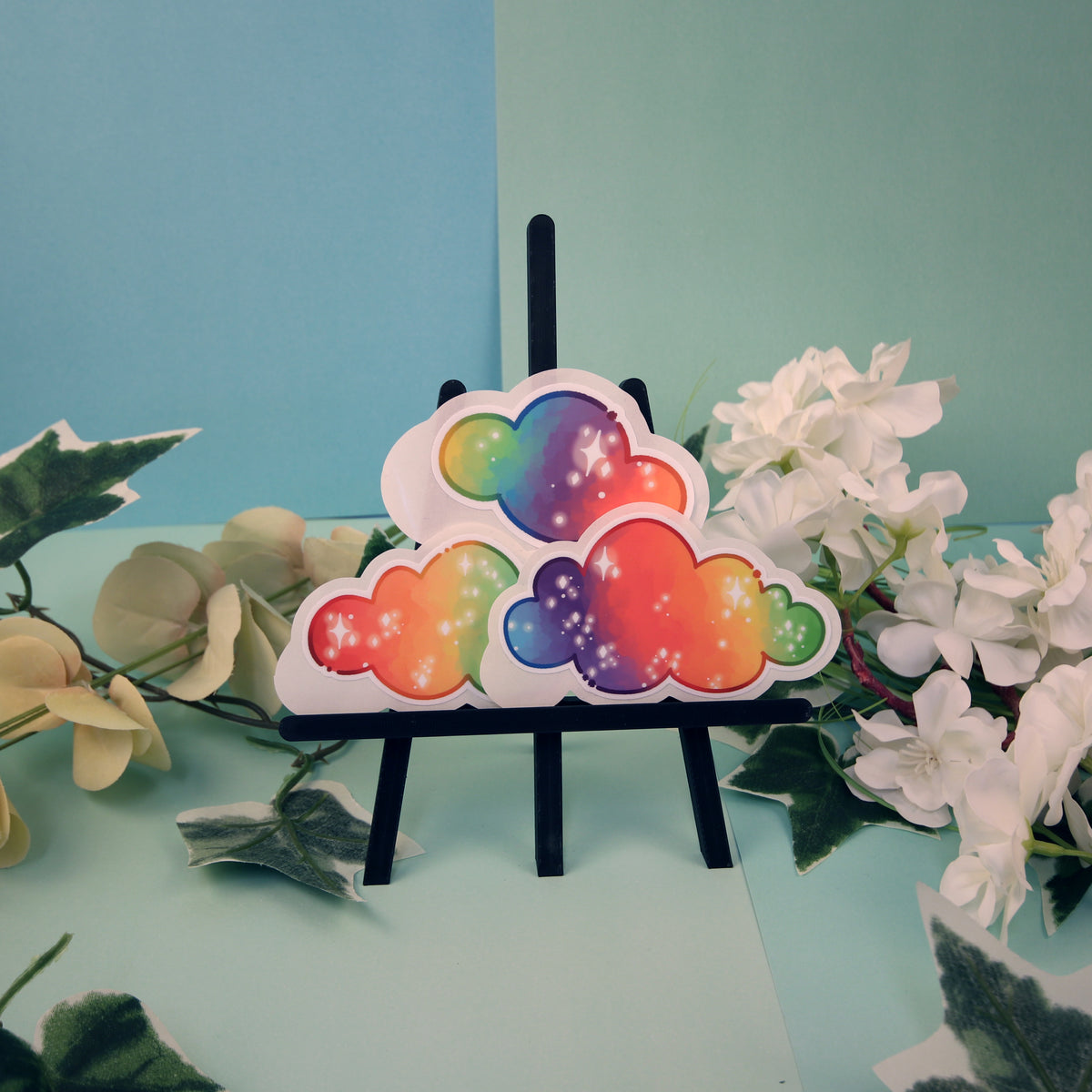 ''Rainbow Clouds'' Die Cut Stickers