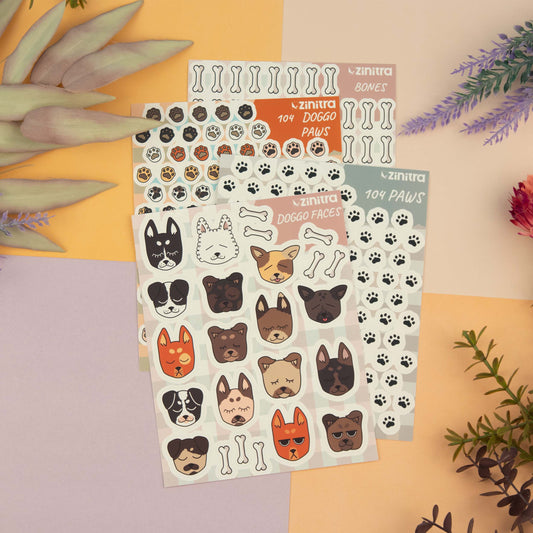 ''Silly doggo'' BUNDLE - doggo paws, doggo faces, bones sticker sheets