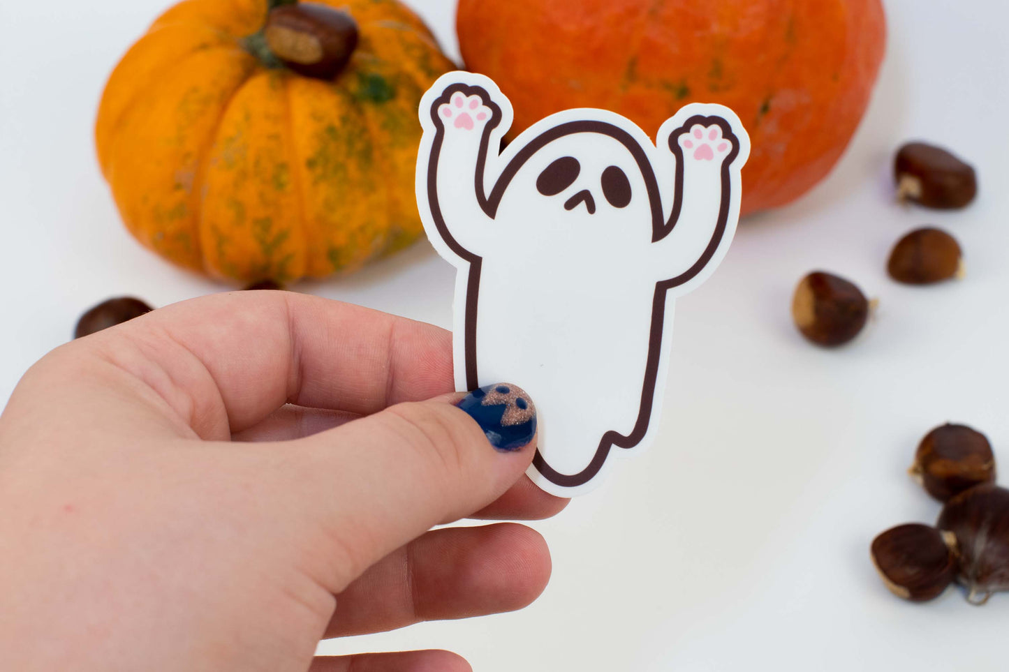 Adorable Ghost with Paws Single Sticker