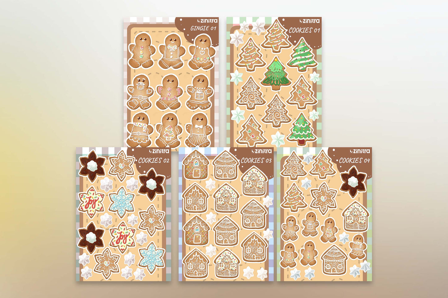 Pack of all 5 Christmas Cookie Sticker Sheet