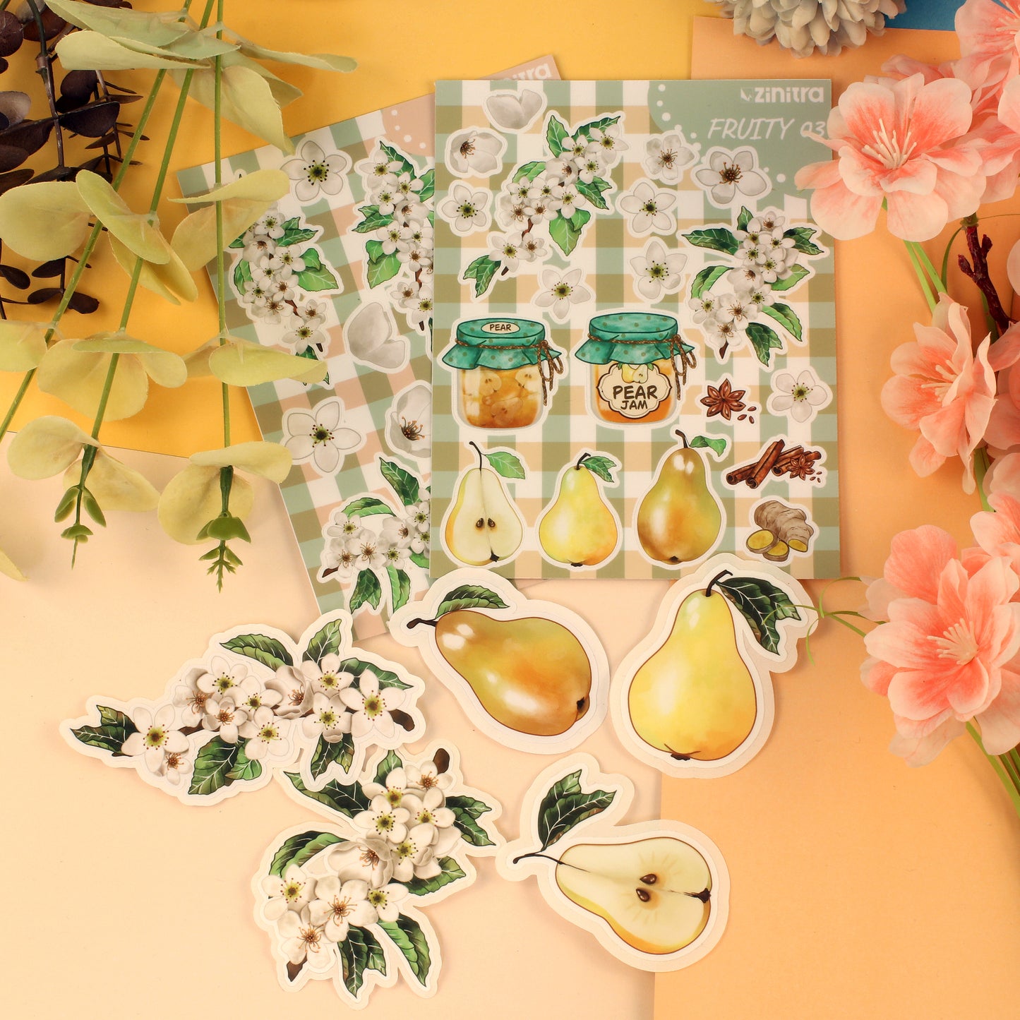 Pear stickers BUNDLE - 2 sticker sheets + 5 stickers